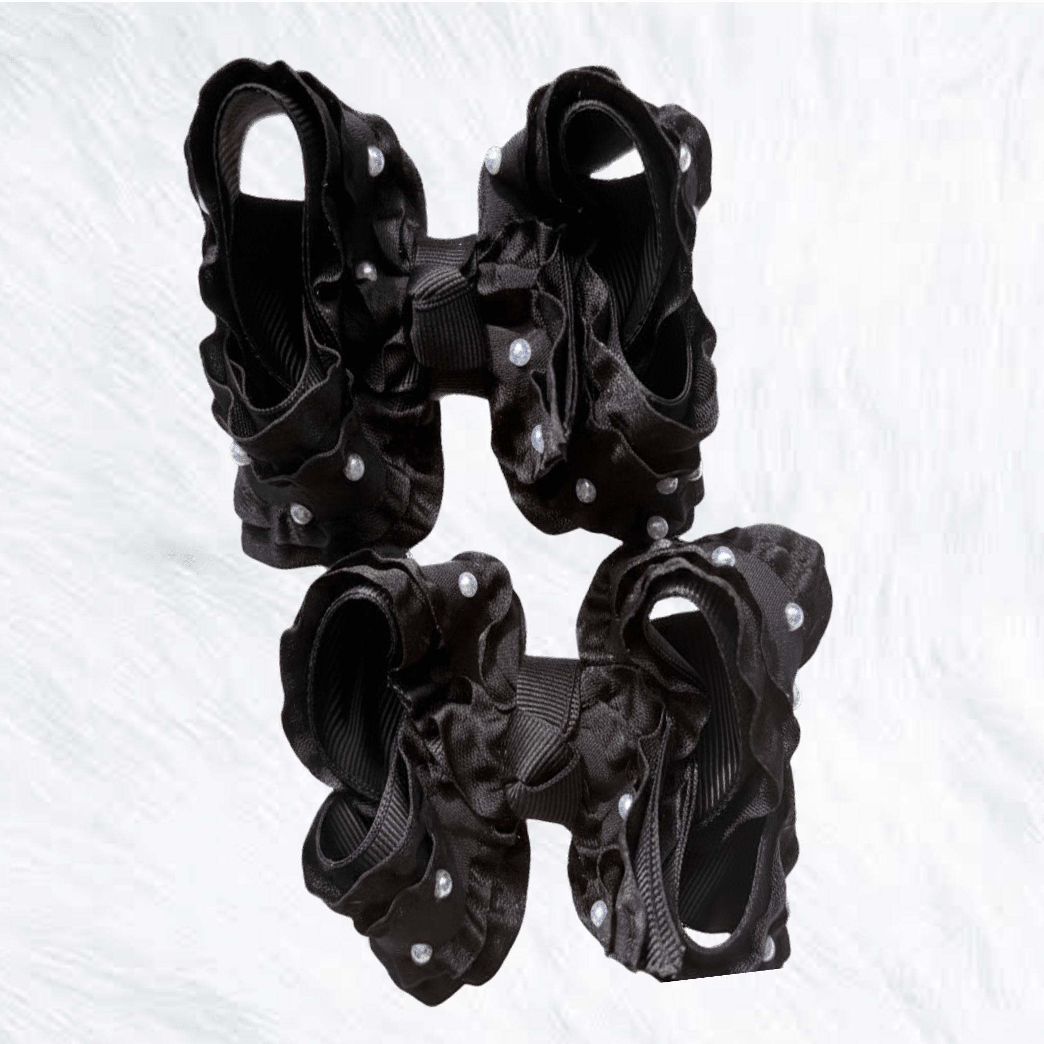 Black and pearl piggies - Little Miss Mango Ribbons