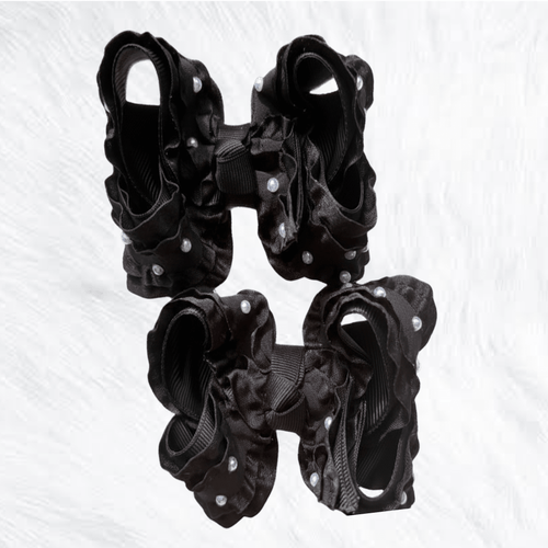 Black and pearl piggies - Little Miss Mango Ribbons