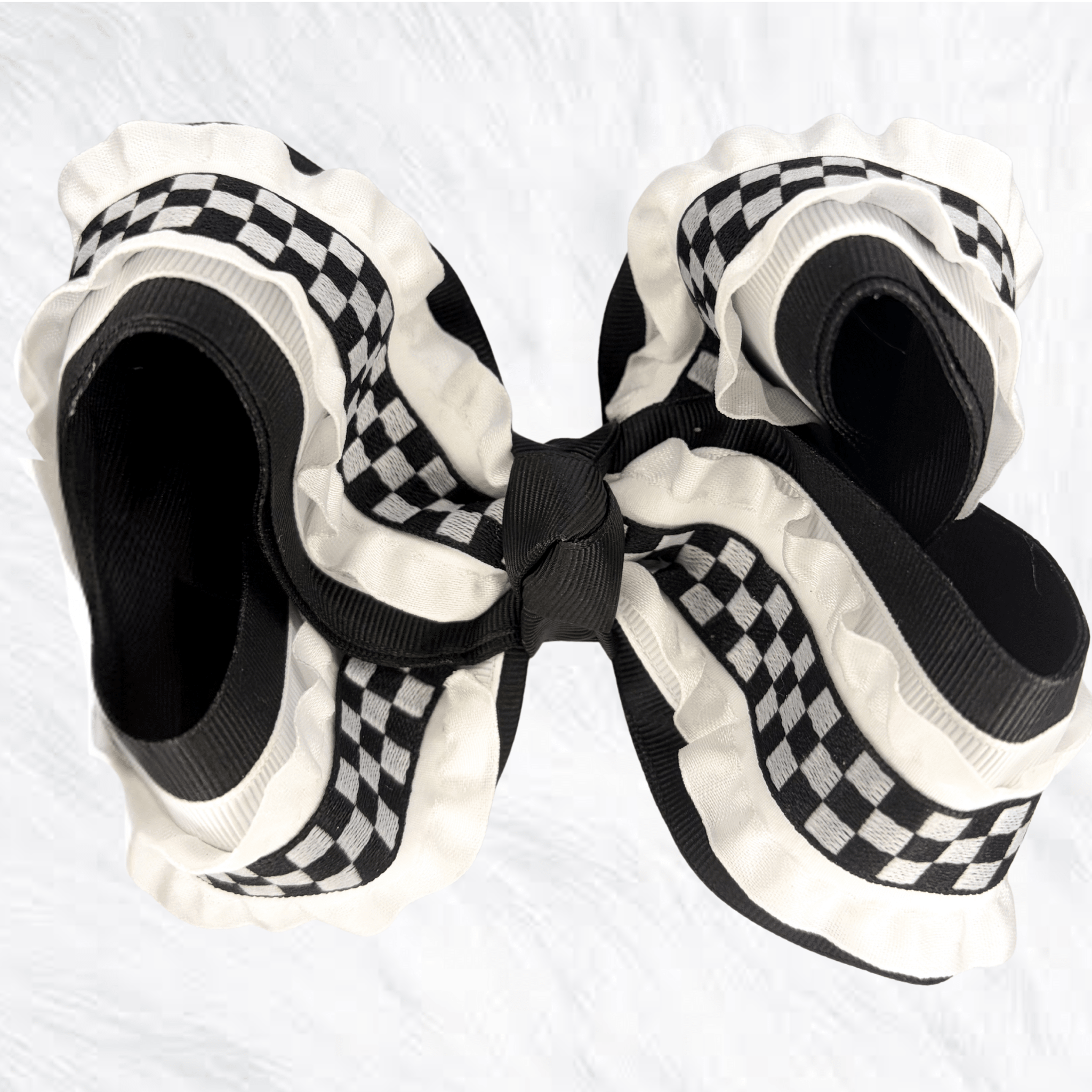 Checkered ruffles bow - Little Miss Mango Ribbons
