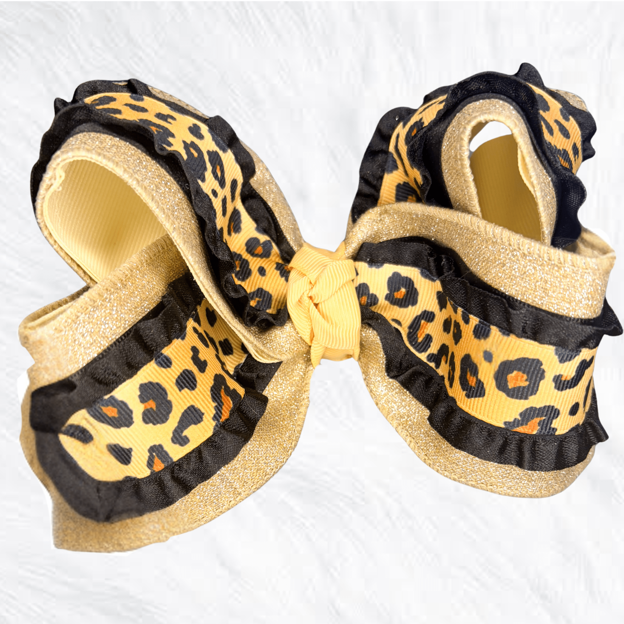 Cheetah and ruffles bow - Little Miss Mango Ribbons