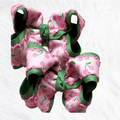 Cherries and sage piggies - Little Miss Mango Ribbons