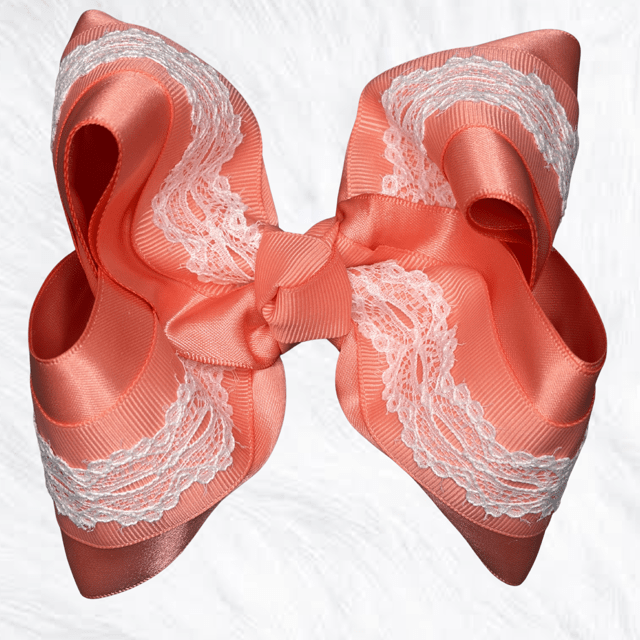 Coral Satin and lace - Little Miss Mango Ribbons