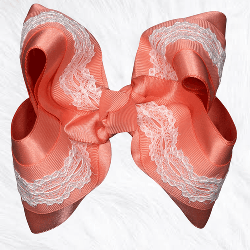 Coral Satin and lace - Little Miss Mango Ribbons