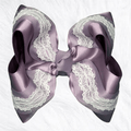 Dusty Lavender Satin and Lace Bow - Little Miss Mango Ribbons
