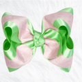 Mint satin and pink lace Bow - Little Miss Mango Ribbons