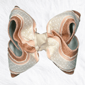 Peach Glitter and Lace Bow - Little Miss Mango Ribbons