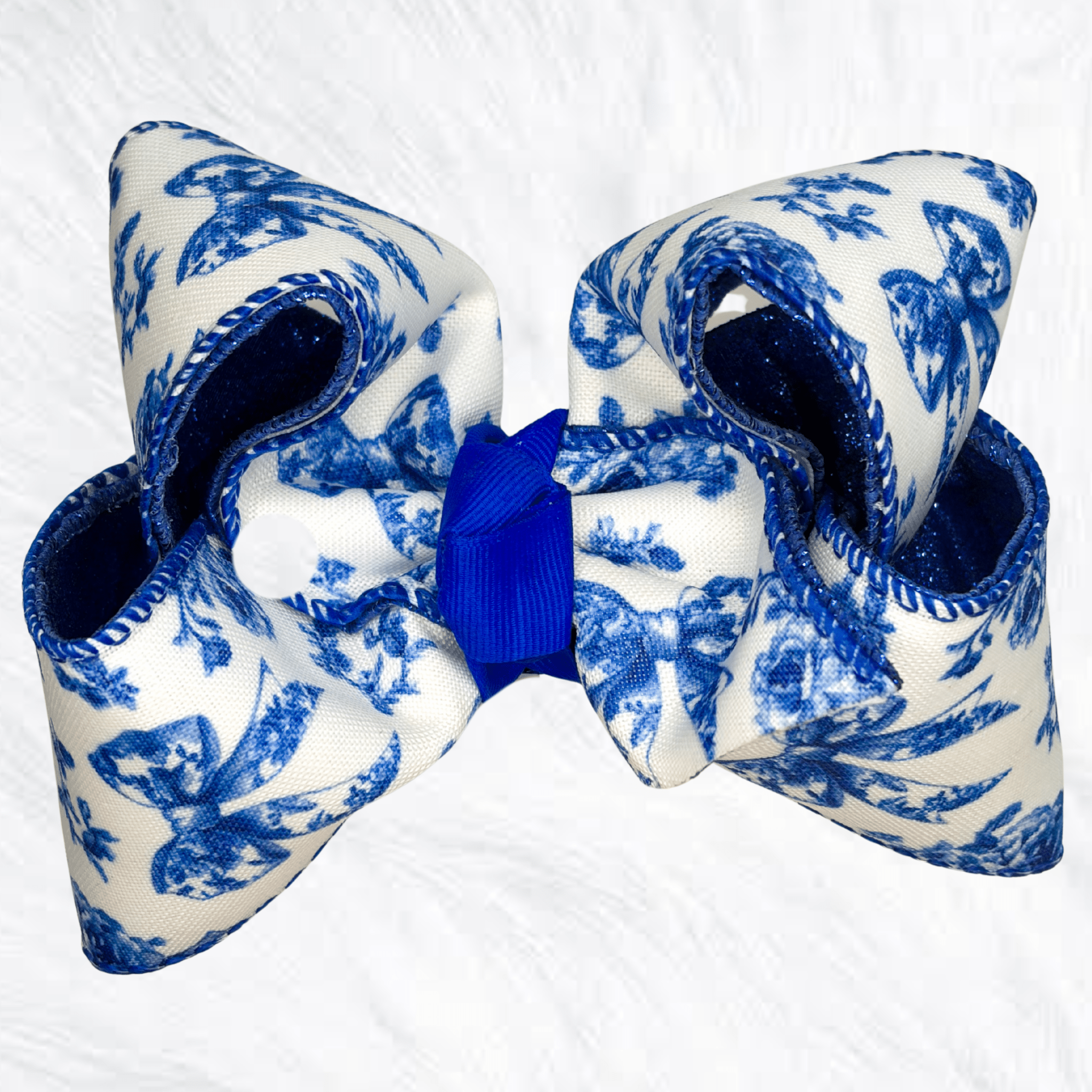 Peekaboo glitter royal blue bow - Little Miss Mango Ribbons