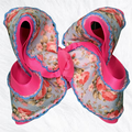 Pink and blue Floral Boutique Bow - Little Miss Mango Ribbons