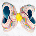 Rainbow specialty lace bow - Little Miss Mango Ribbons