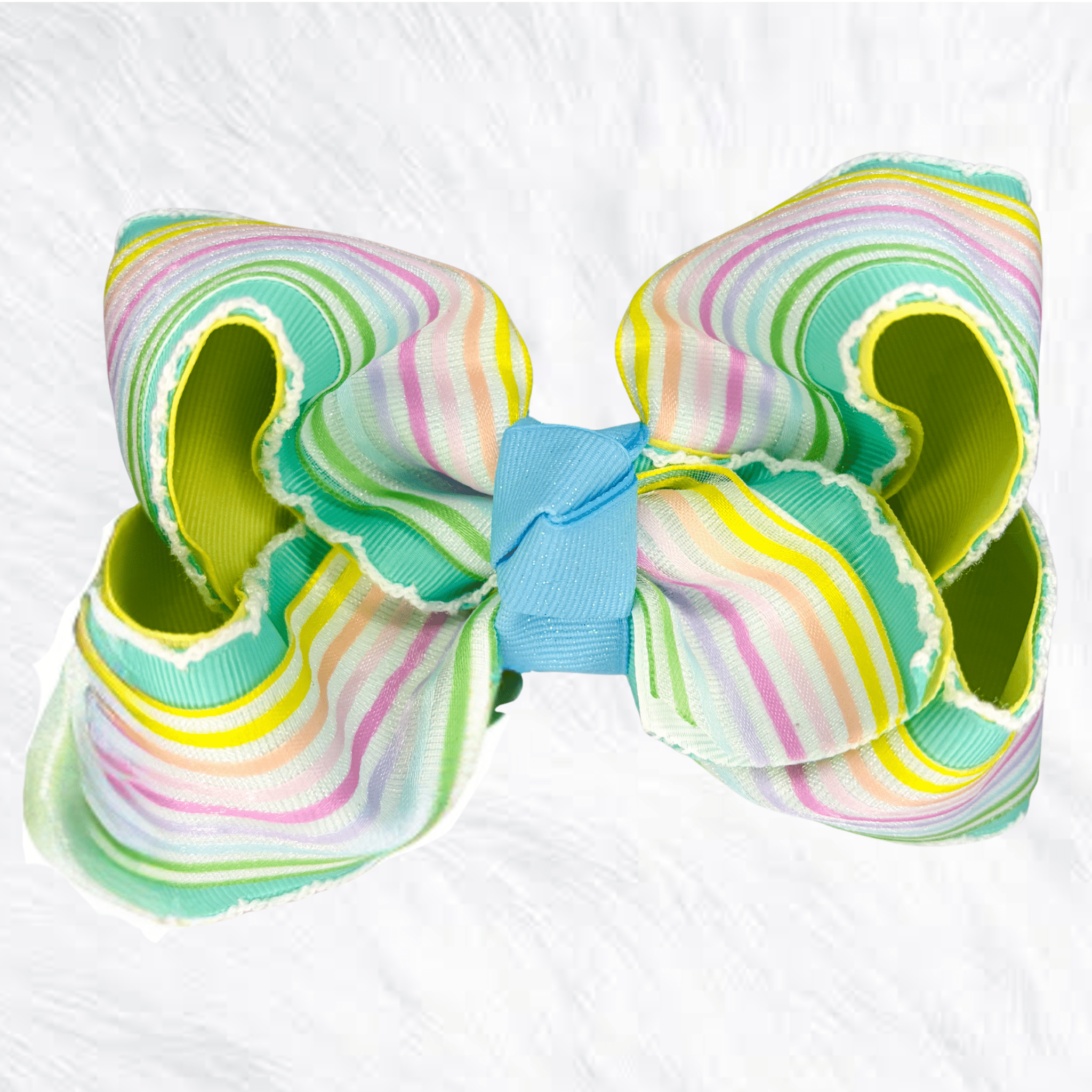 Rainbow stripes bow - Little Miss Mango Ribbons