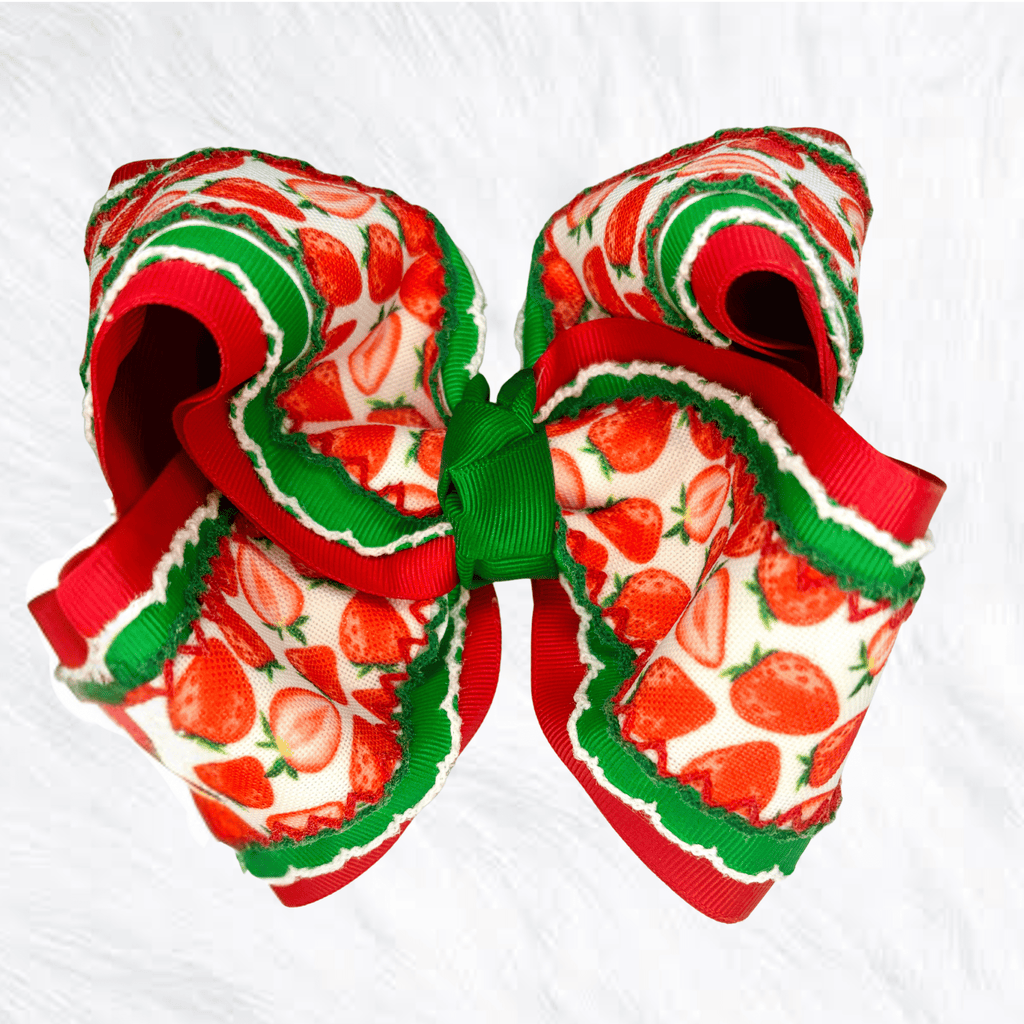 Strawberry bow - Little Miss Mango Ribbons