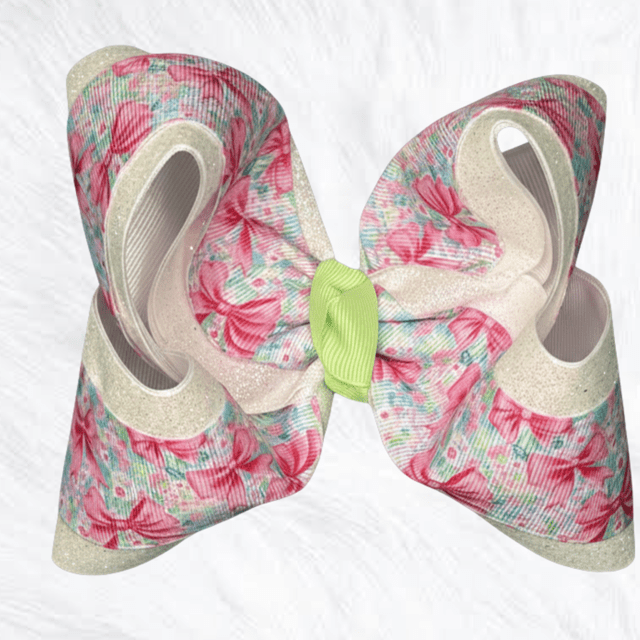 White Glitter Bows on Bow - Little Miss Mango Ribbons